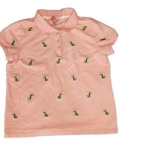 Lily pulitzer Girls Short‎ Sleeve Pink Alligator Polo Shirt size 14